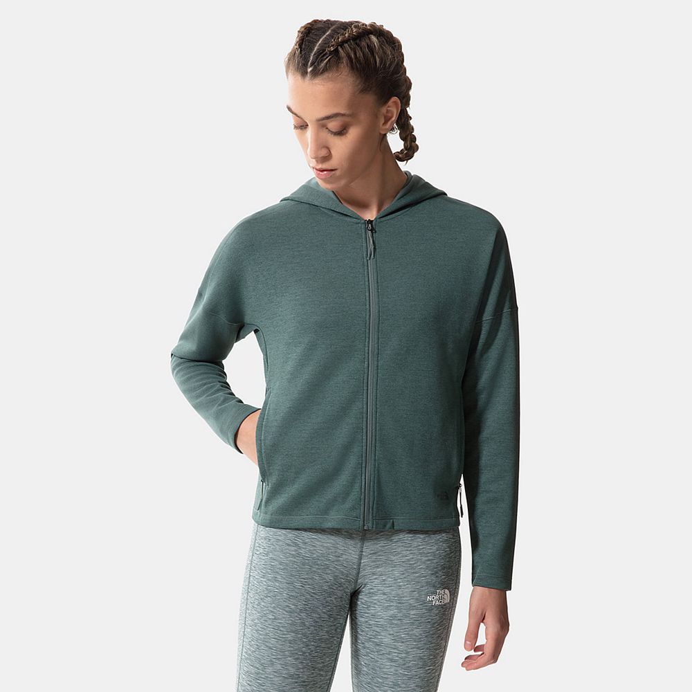 The North Face Hoodie Womens Australia - The North Face Active Trail Basin Zip-Up Green Hiking (KTS-